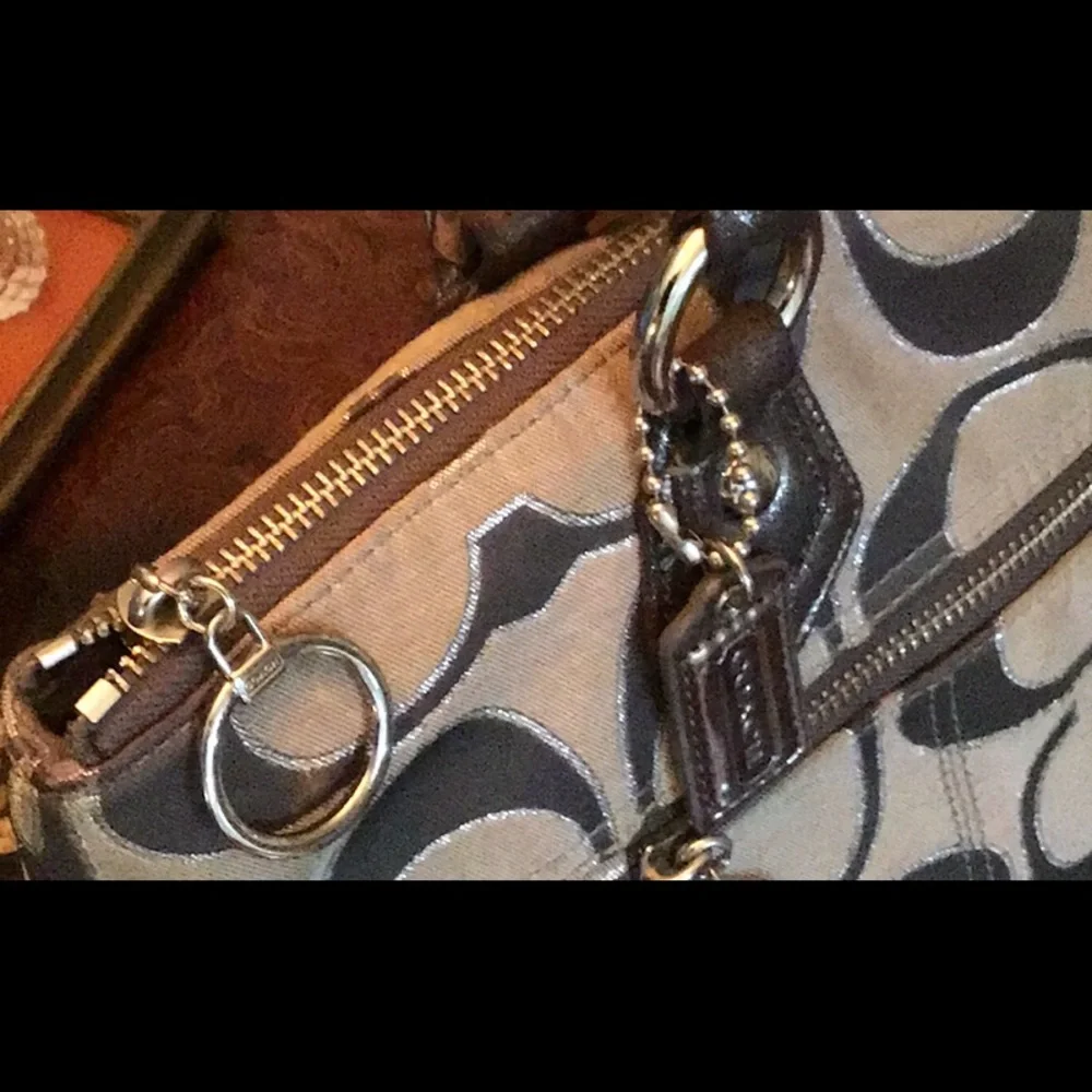 Coach Poppy Gray & Silver Tote Handbag